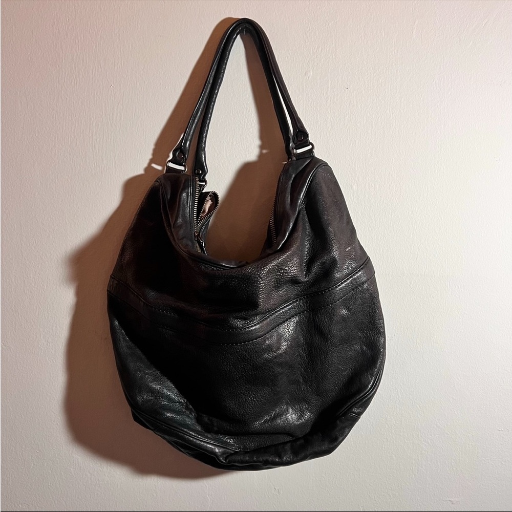 Elegant Black Leather Hobo Bag